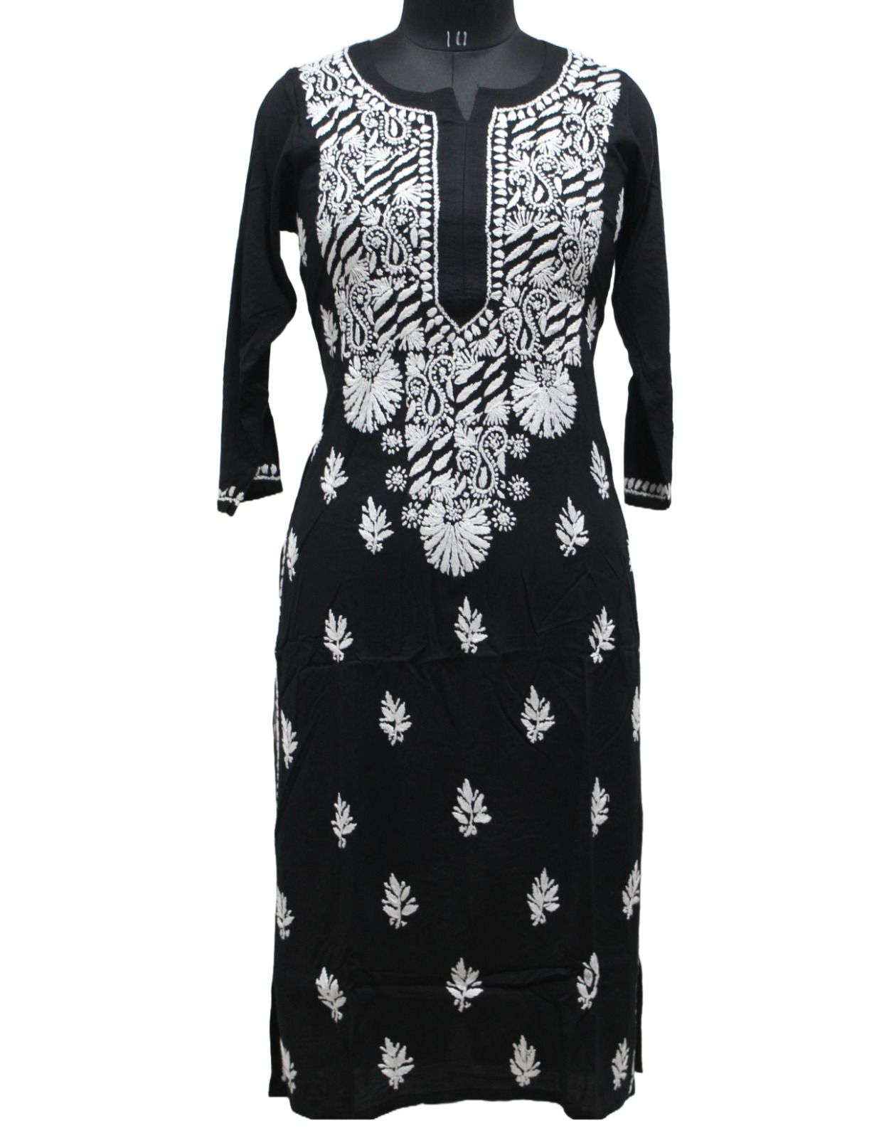 Black Ghaspatti Work Chikankari Kurti For Women & Girls