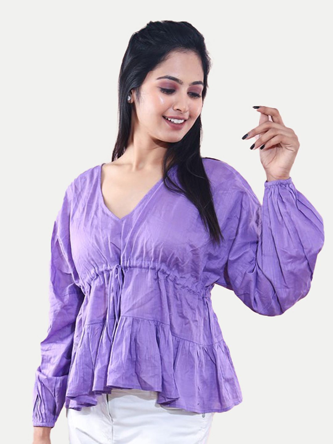 Women Violet Peplum Top