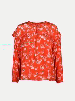 Women Printed Red Blouse