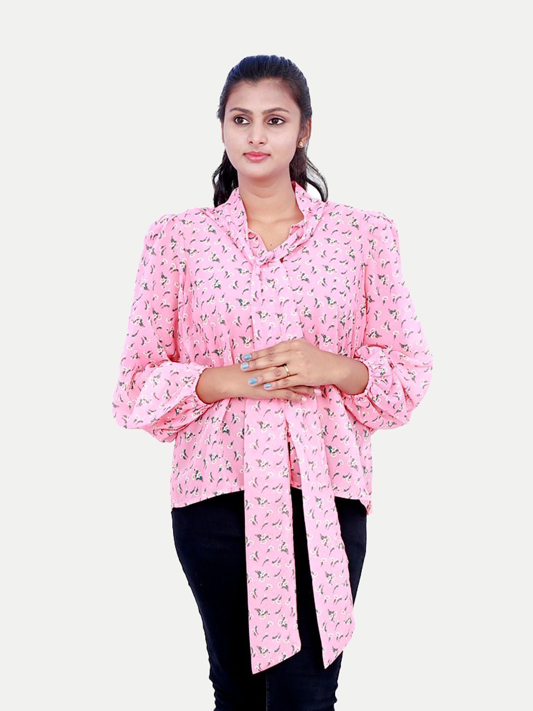 Women Printed Pink Blouse