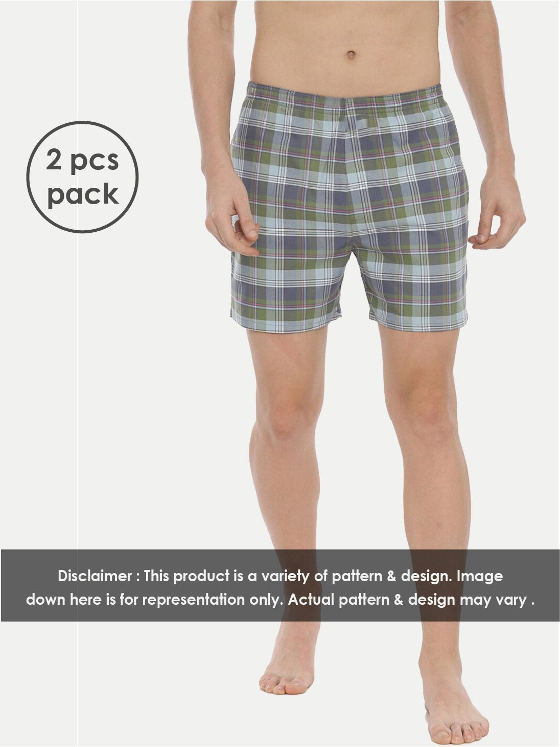Mens Cotton Assorted Boxers 2 Pcs Pack