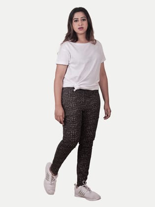 women Textured woven Leggings-Black  Colour