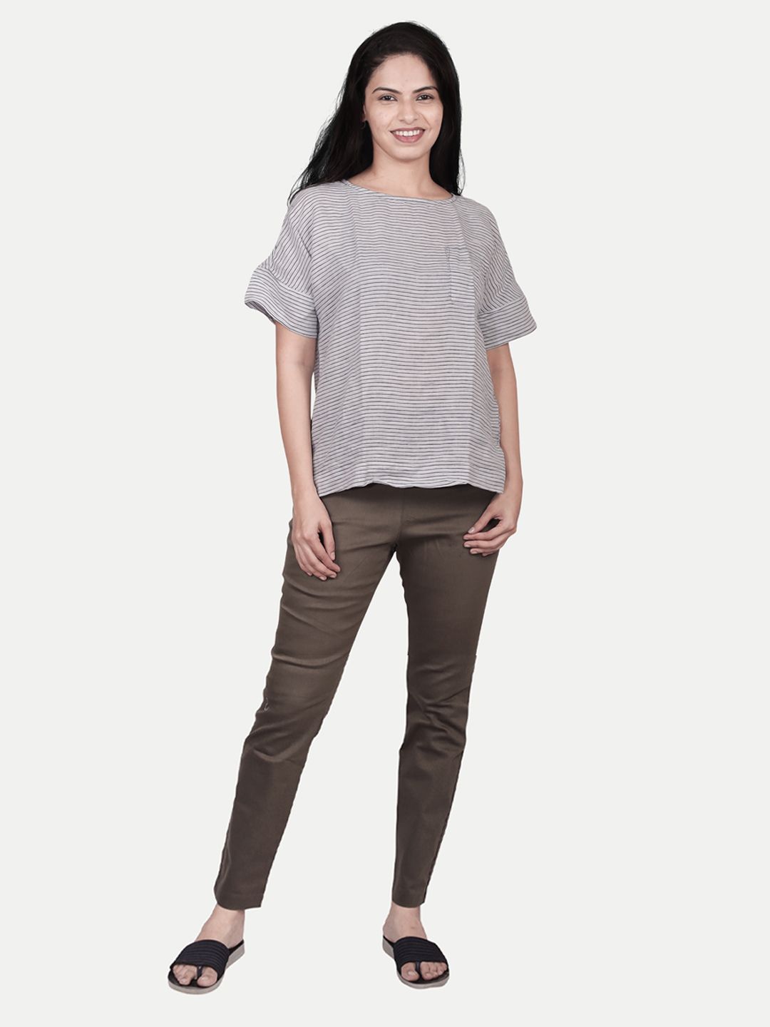 Women Olive Woven Leggings