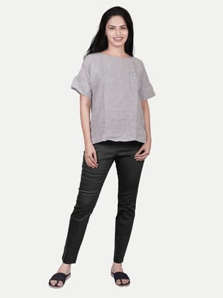 Women Black Woven Leggings