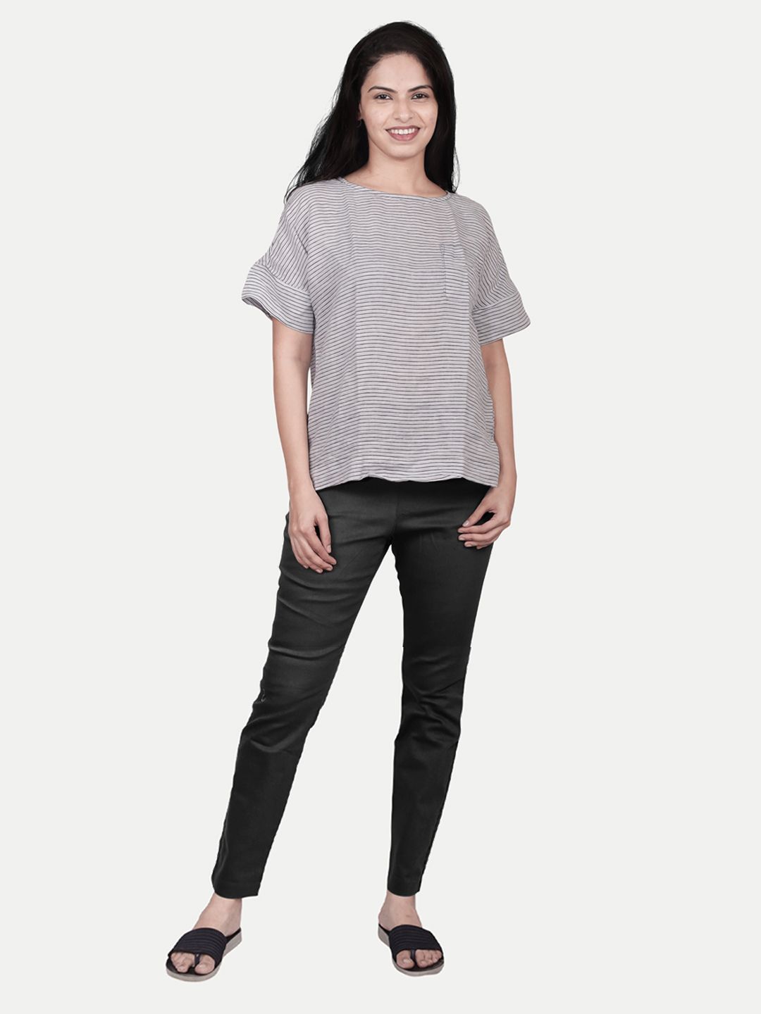 Women Black Woven Leggings