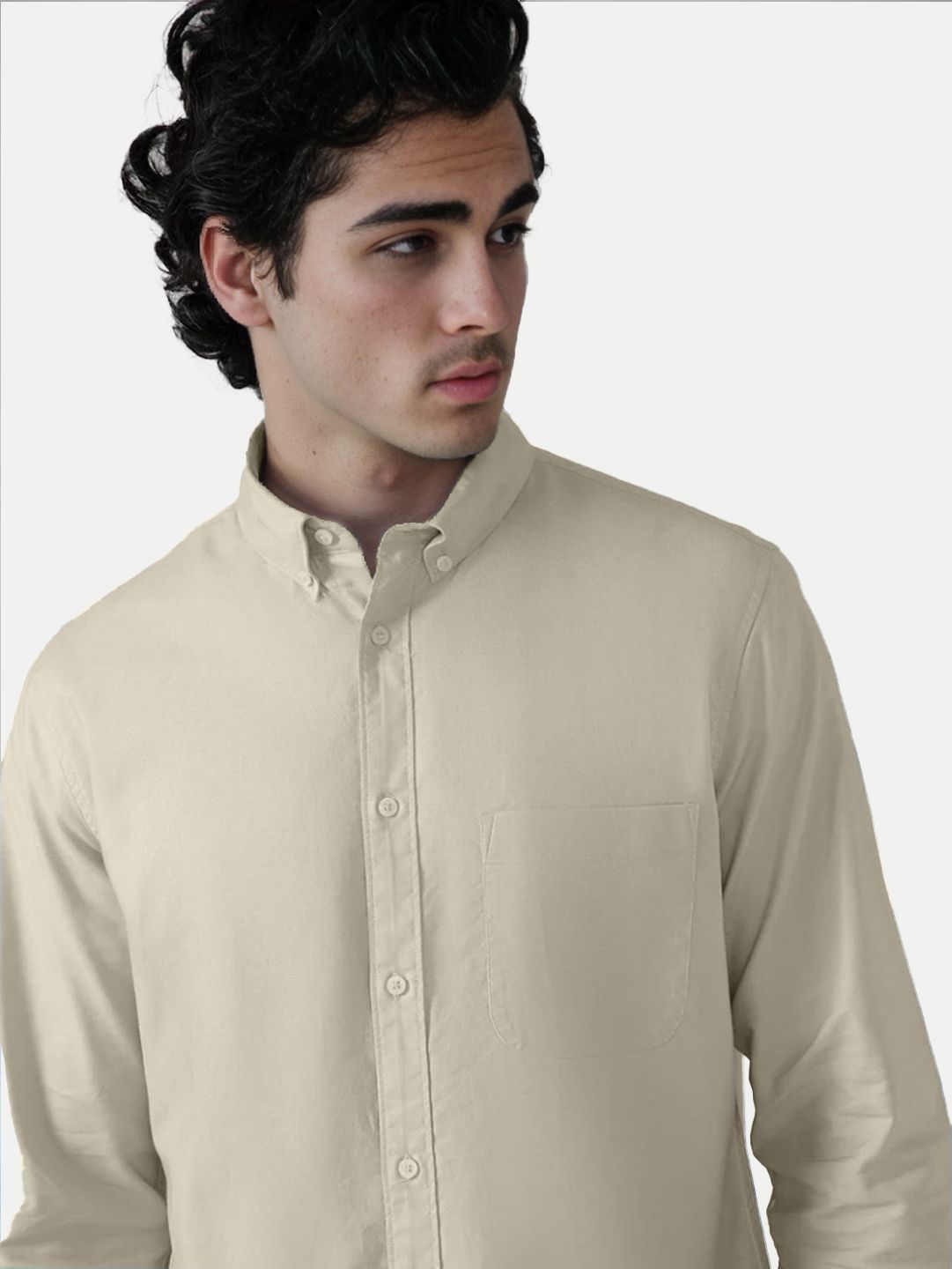 Mens Beige Oxford shirt