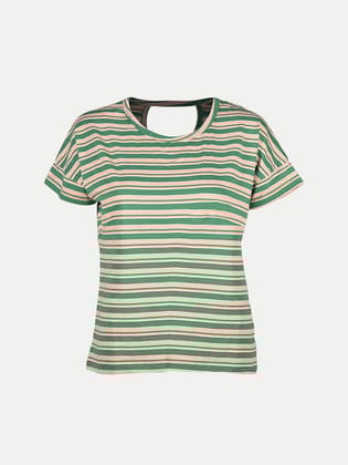 Women Green Striped Tops