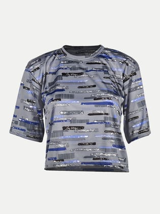 Women Grey Digital Print Croptops
