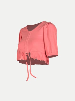 Women Coral Knitted Ribbed Tops