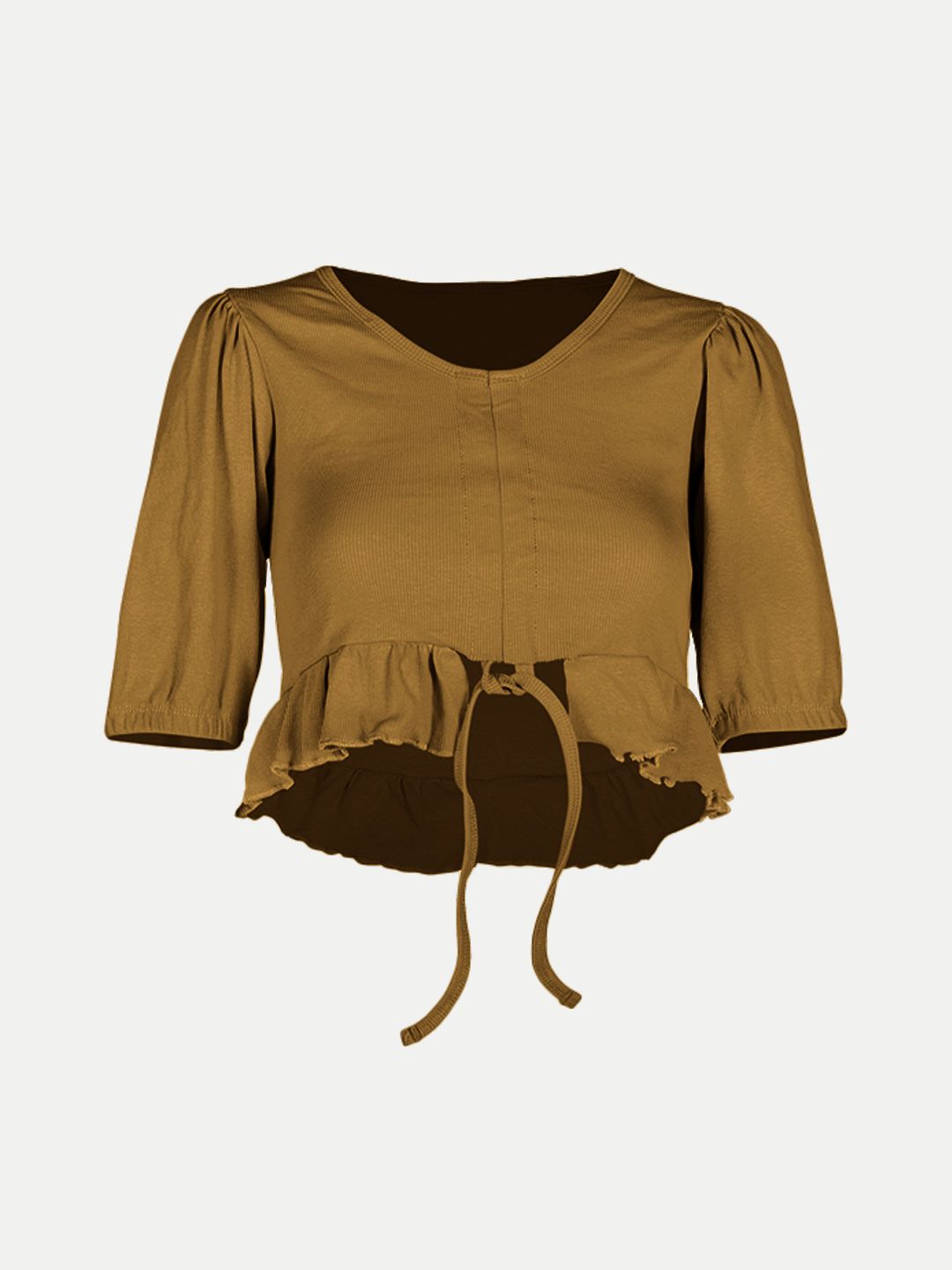 Women Sage Green Knitted Ribbed Tops
