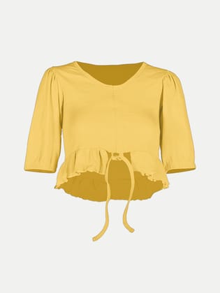 Women Yellow Knitted Ribbed Tops