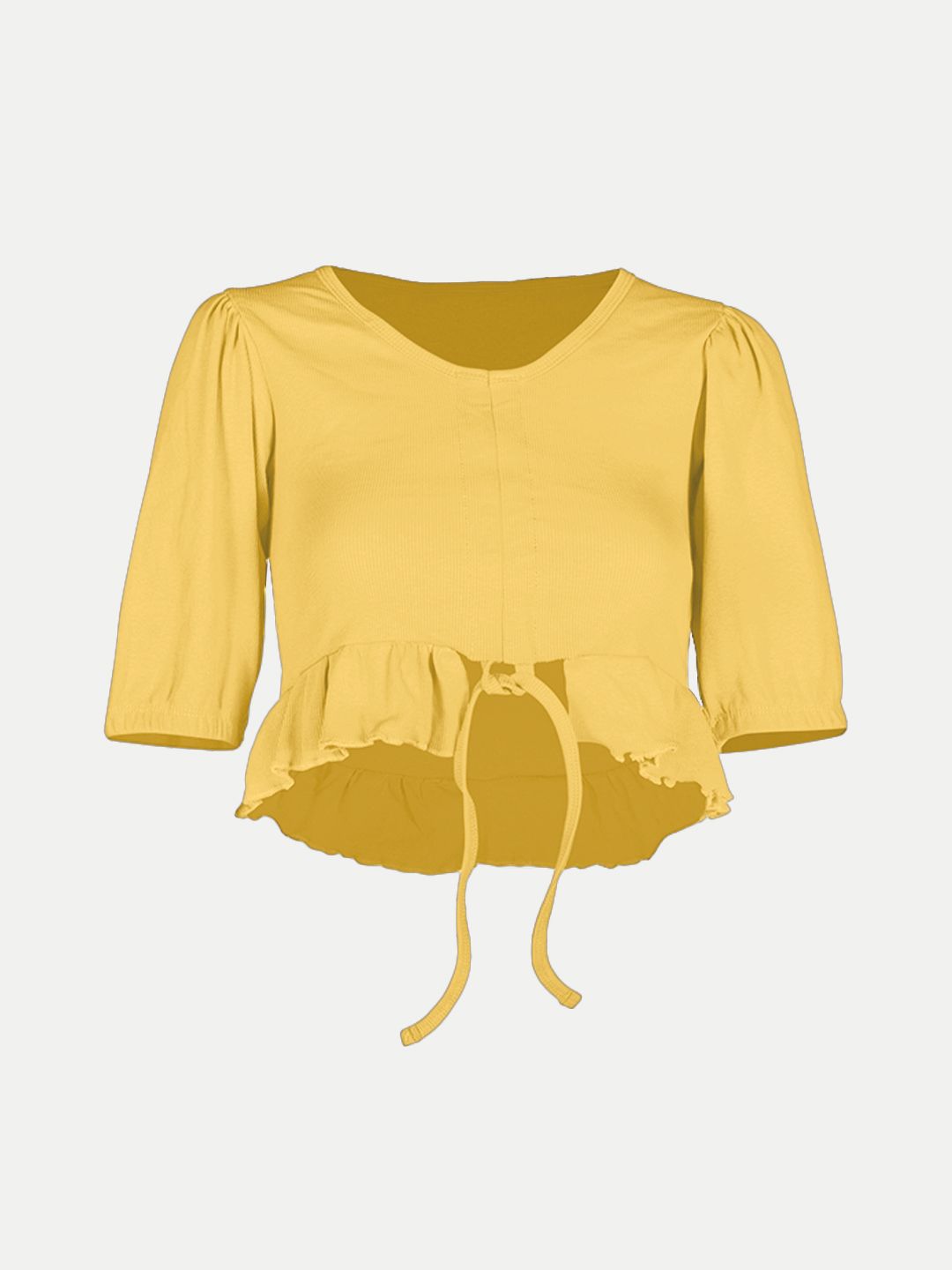Women Yellow Knitted Ribbed Tops