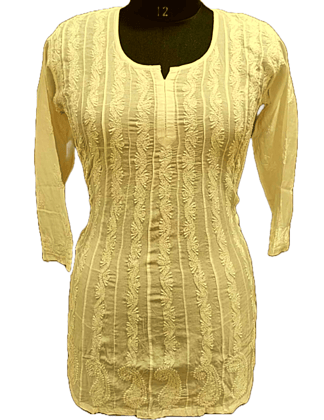 White Embroidery Chikan Short Kurta