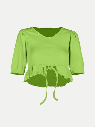 Women Fluo Green Knitted Ribbed Tops