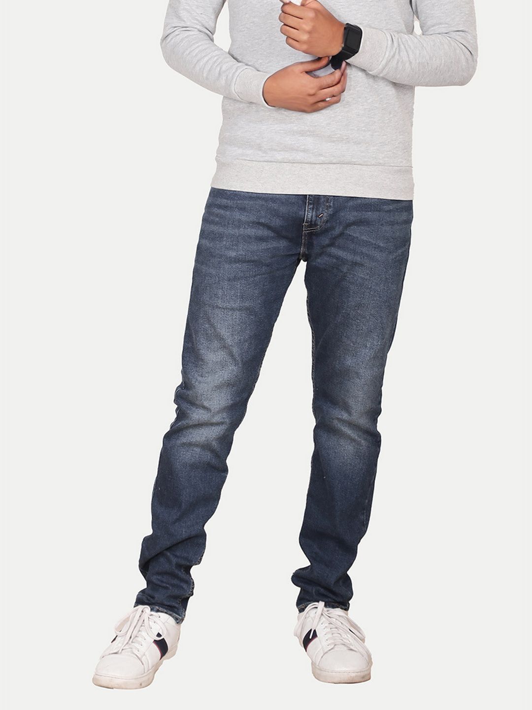 Men Casual Mid Blue light-washed Denim Jeans