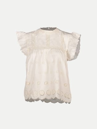 Women White Embroidery Blouse