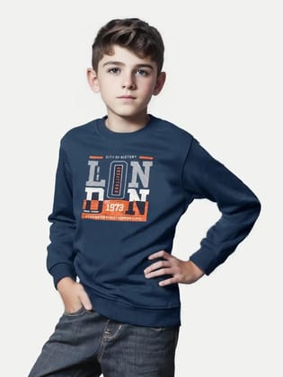 Teen Boys Navy Graphic Printed Sweatshirt