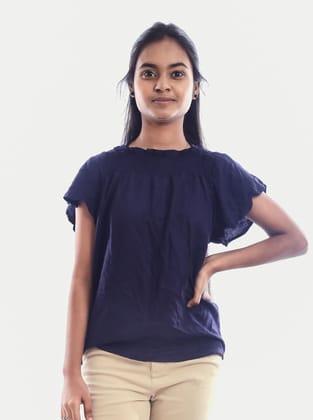 Women Solid Navy Blouse