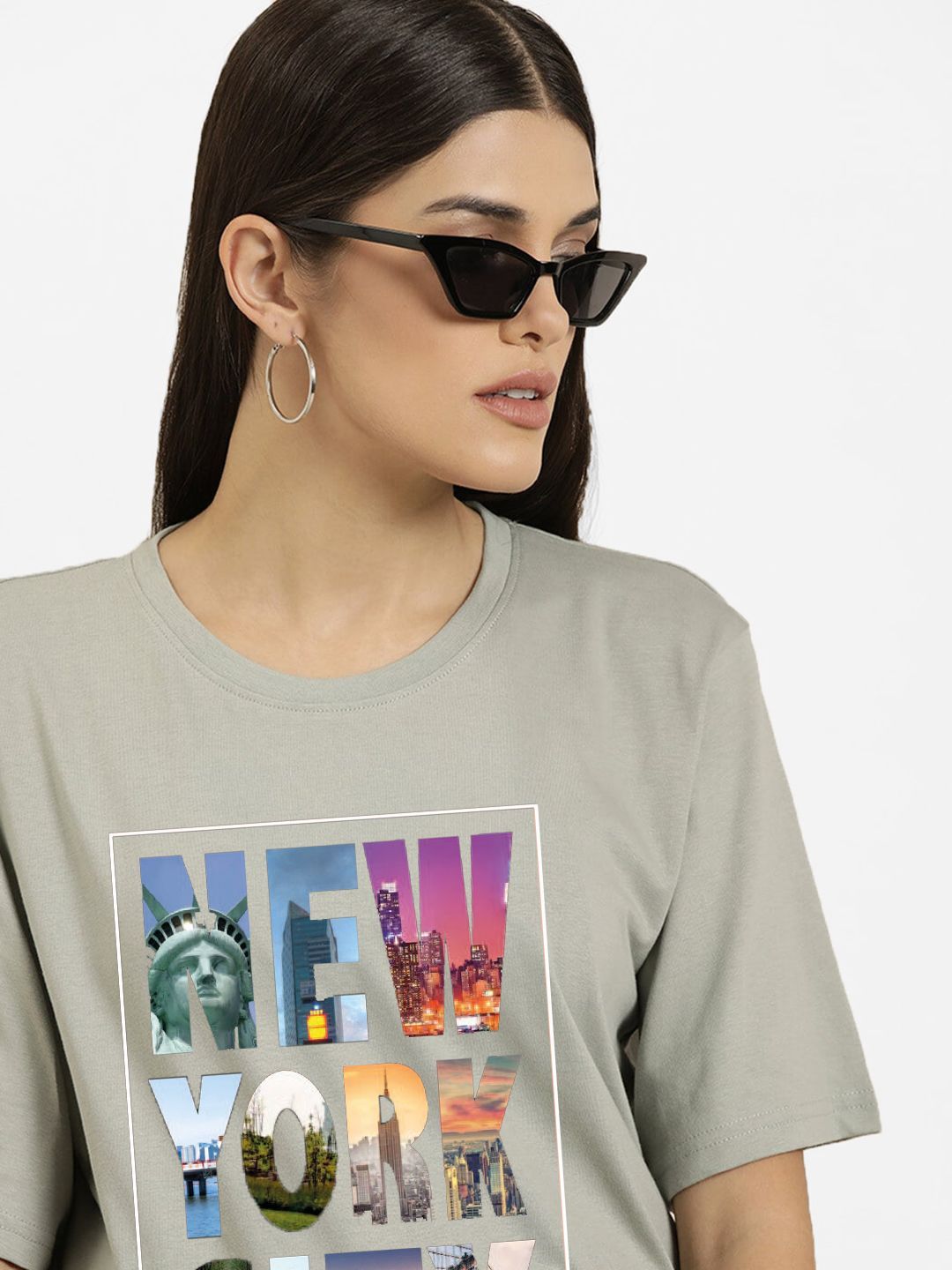 Women Light Brown Printed T-shirt