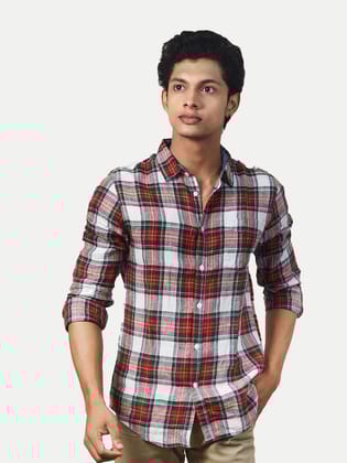 Men Red Checked Regular Fit Casual cotton Shirt