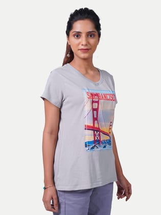 Women Lilac Printed T-shirt