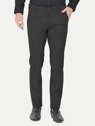 Mens Black Solid Chinos Trousers