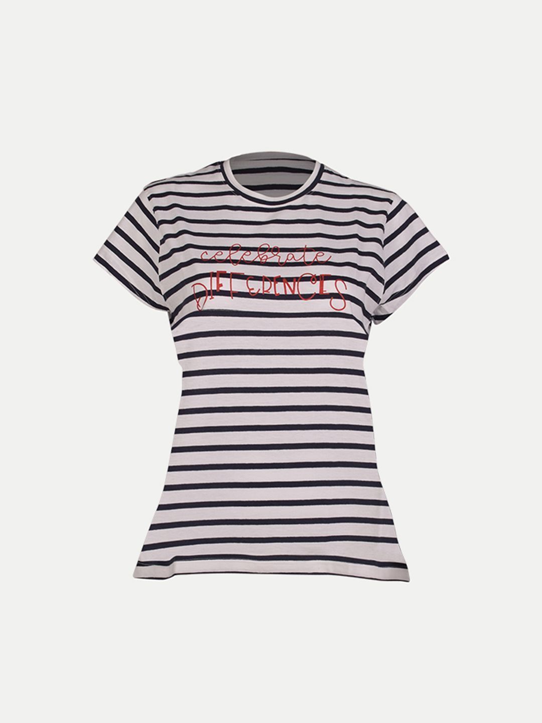 Women Blue Stripe Printed T- Shirts