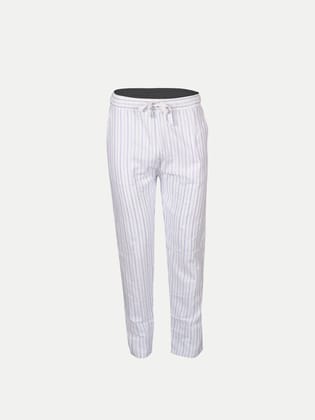Men White Striped Remi Cotton Chinos Trousers