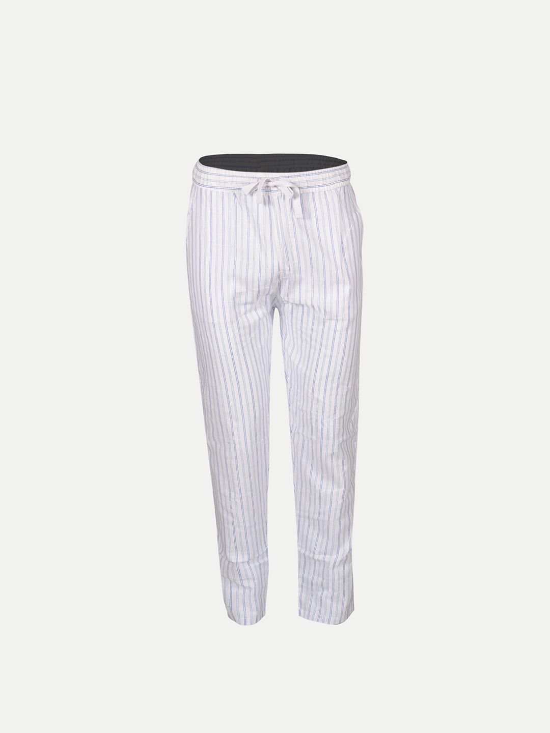 Men White Striped Remi Cotton Chinos Trousers