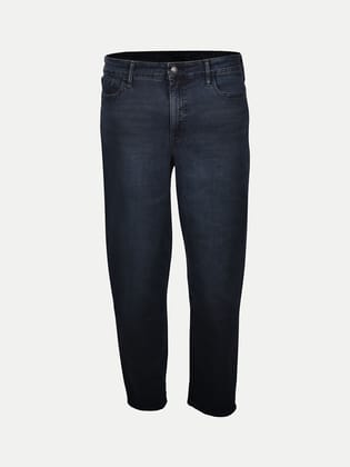 Men Basic Dark Blue Casual Denim Jeans