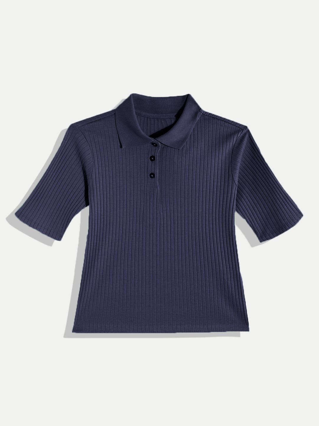Women Navy Cropped Polo T shirts