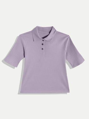 Women Lilac Cropped Polo T shirts