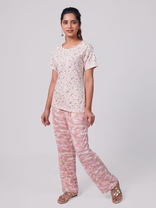Women Baby Pink AOP Top
