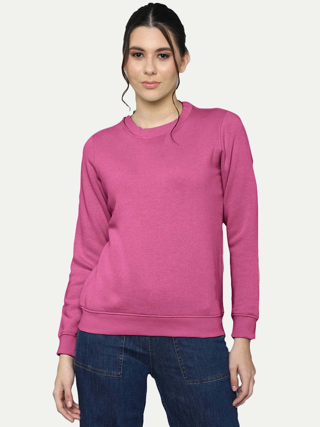 Women Solid Dark Pink Pullover