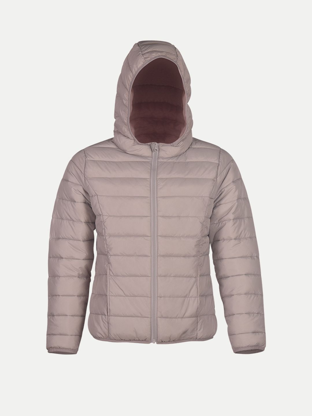 Mens Classic Cream puffed quilted Jacket with side pockets and hoodie