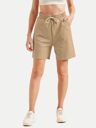Womens Brown  Solid  Shorts