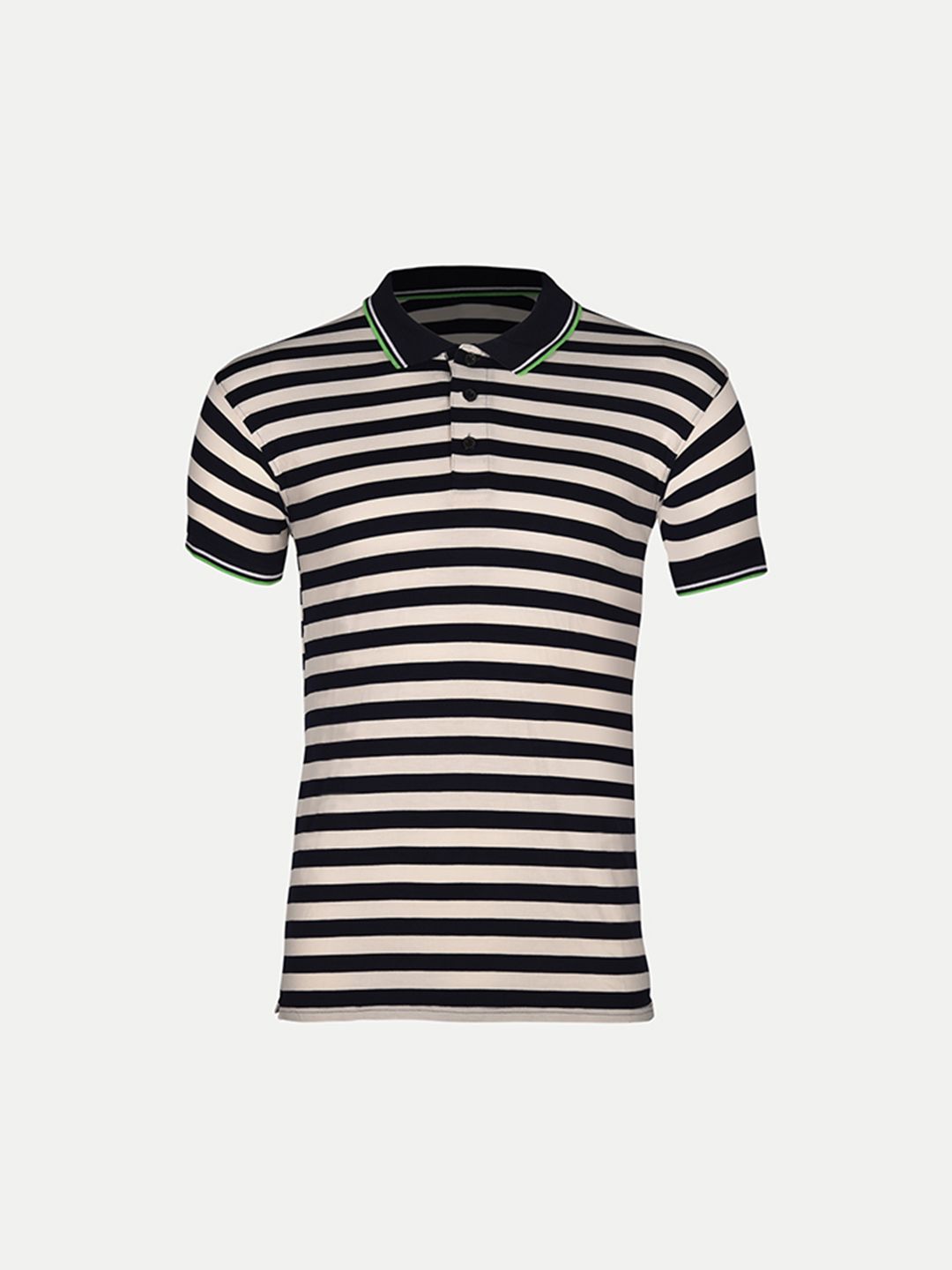 Mens Black Fashion Striped Cotton Polo T-shirt