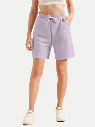 Womens Lilac  Solid  Shorts
