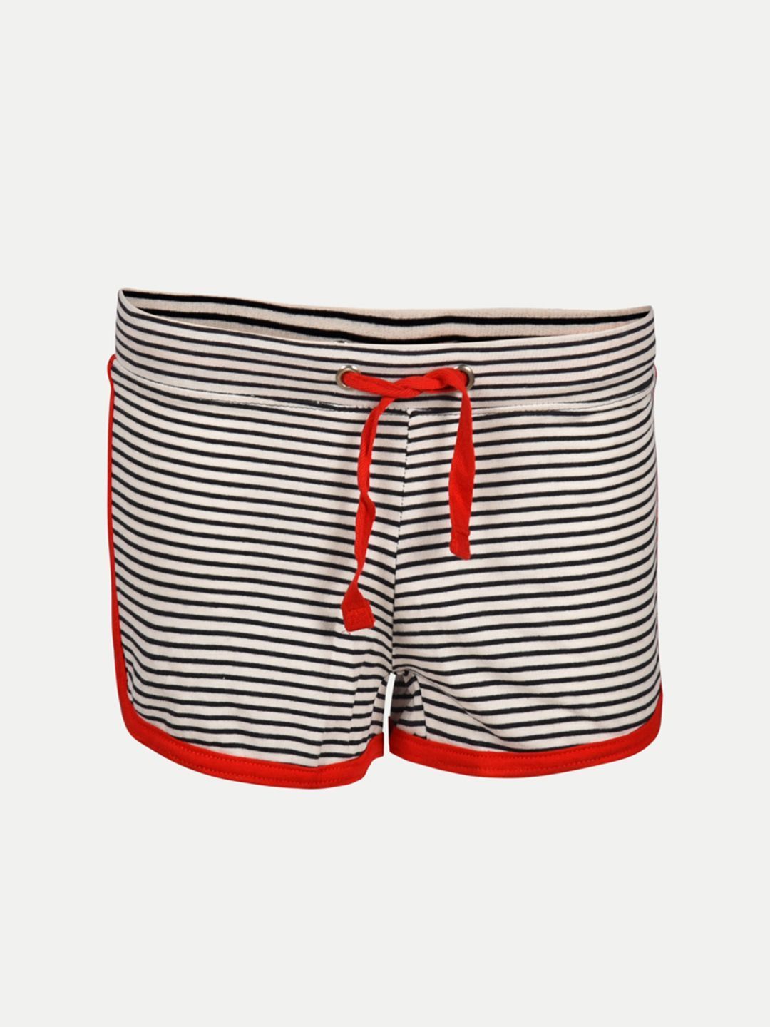 Womens Stripe Elasticated Shorts -Black White Stripe