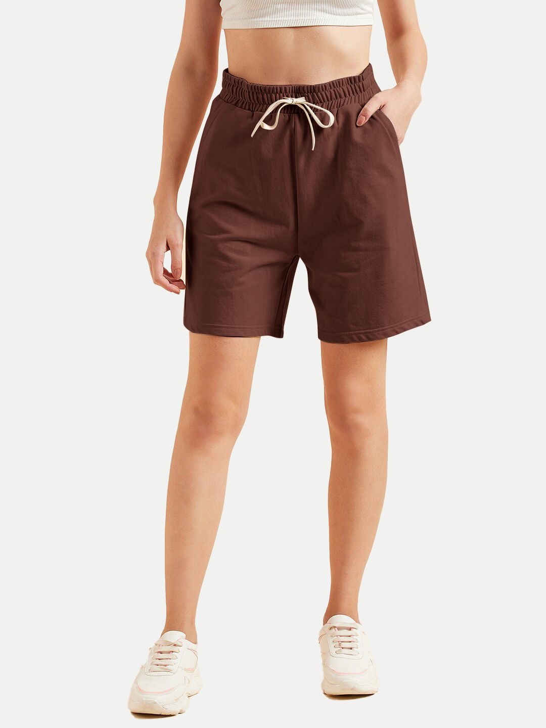 Womens Wine Solid  Shorts