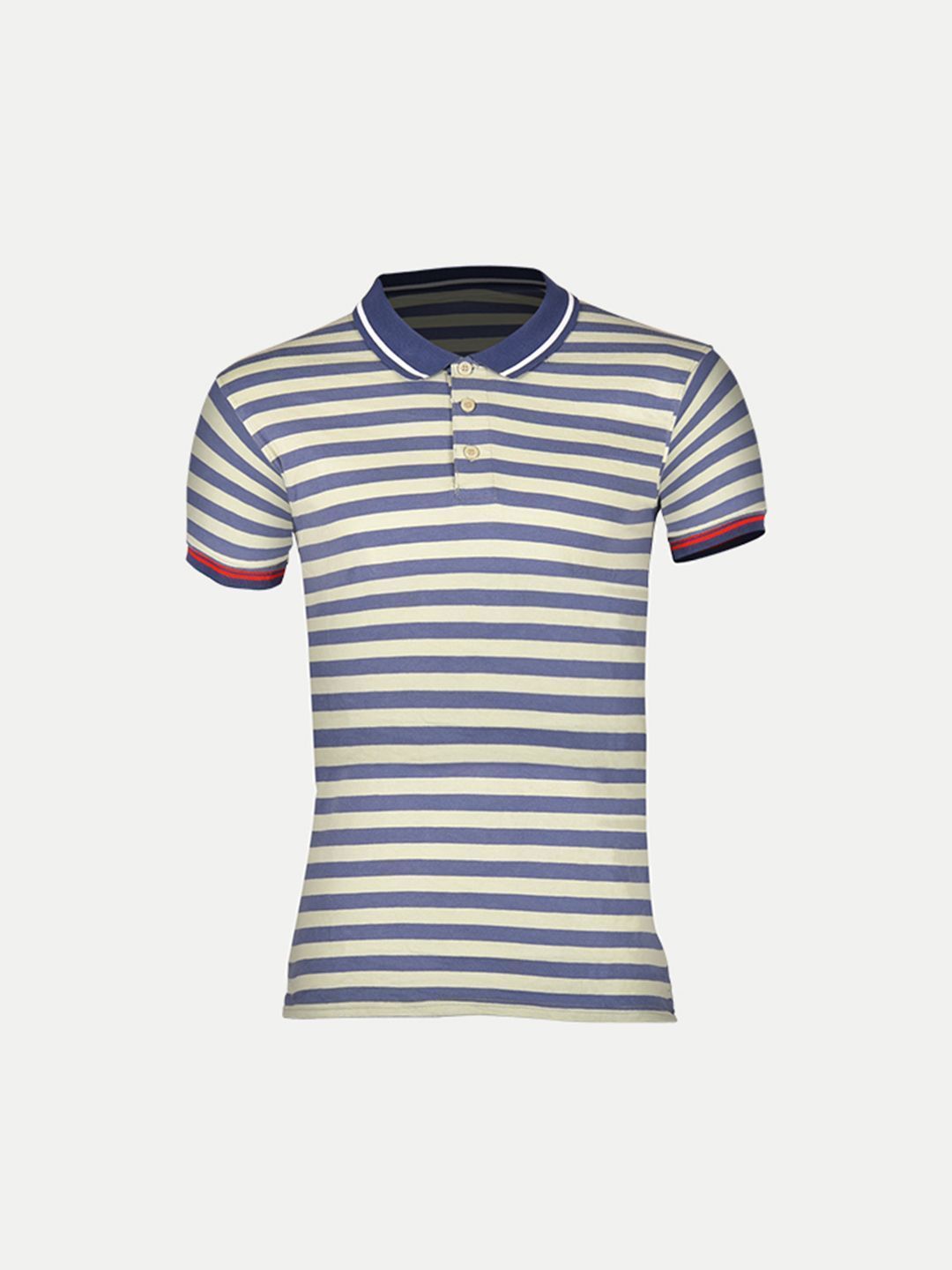 Mens Light Blue Fashion Striped Cotton Polo T-shirt