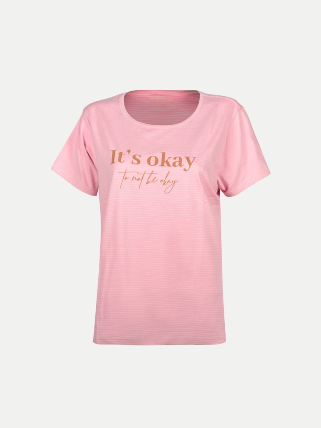 Women Pink Printed Crew Neck T- Shirts