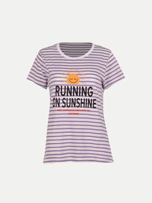 Women Grey Striped Printed T- Shirts