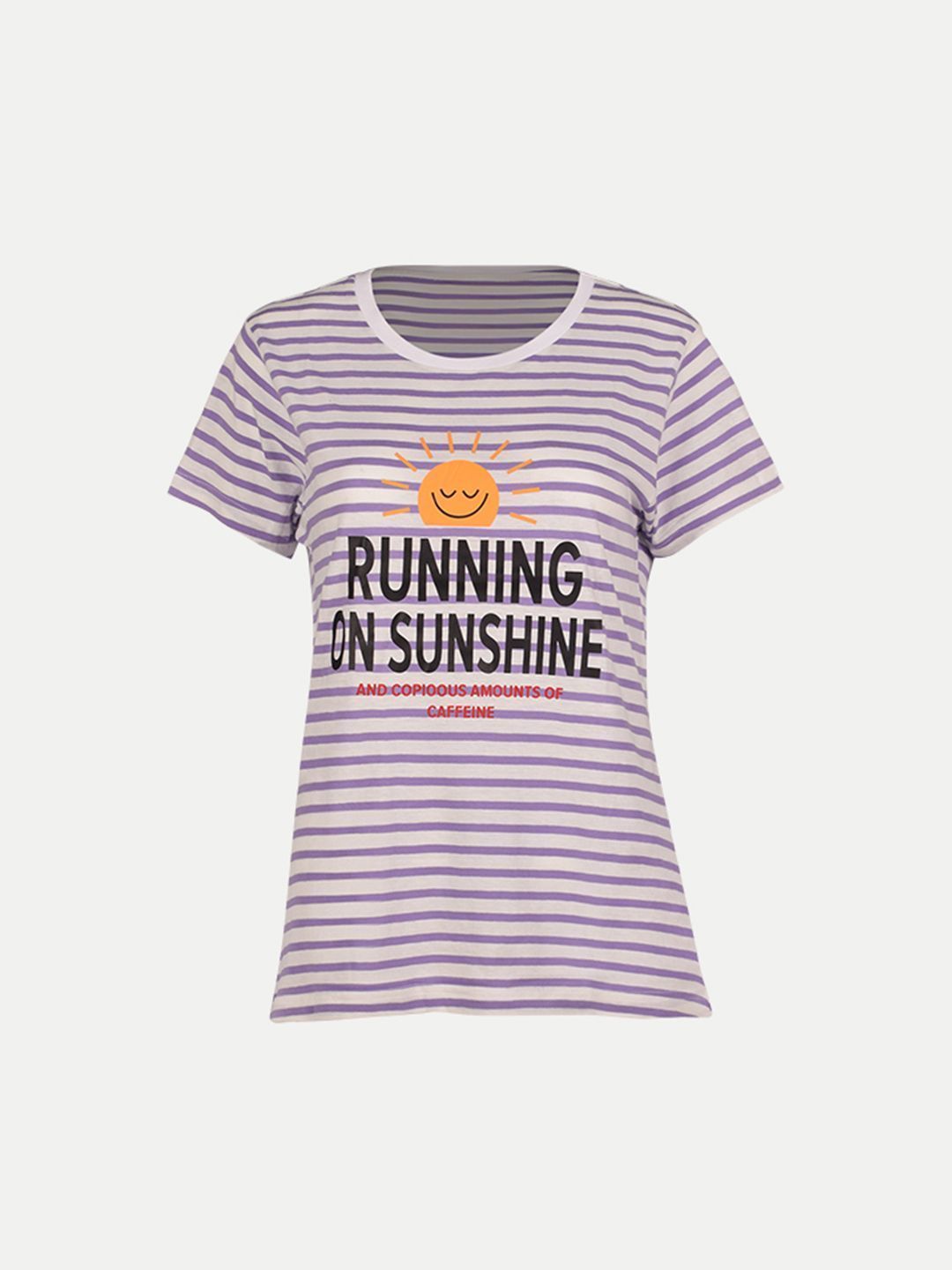 Women Grey Striped Printed T- Shirts