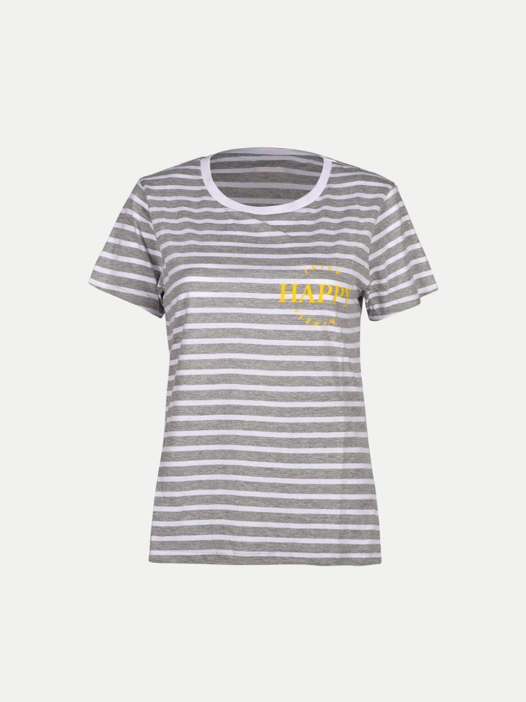 Women White / Grey Striper Half Sleeve T-shirt