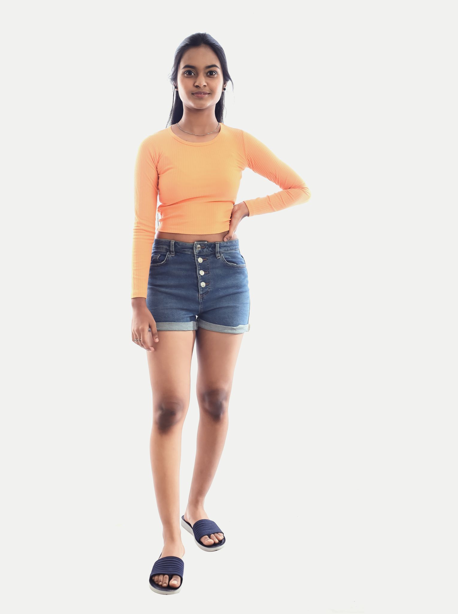 Teen Girls Blue Washed Denim Shorts