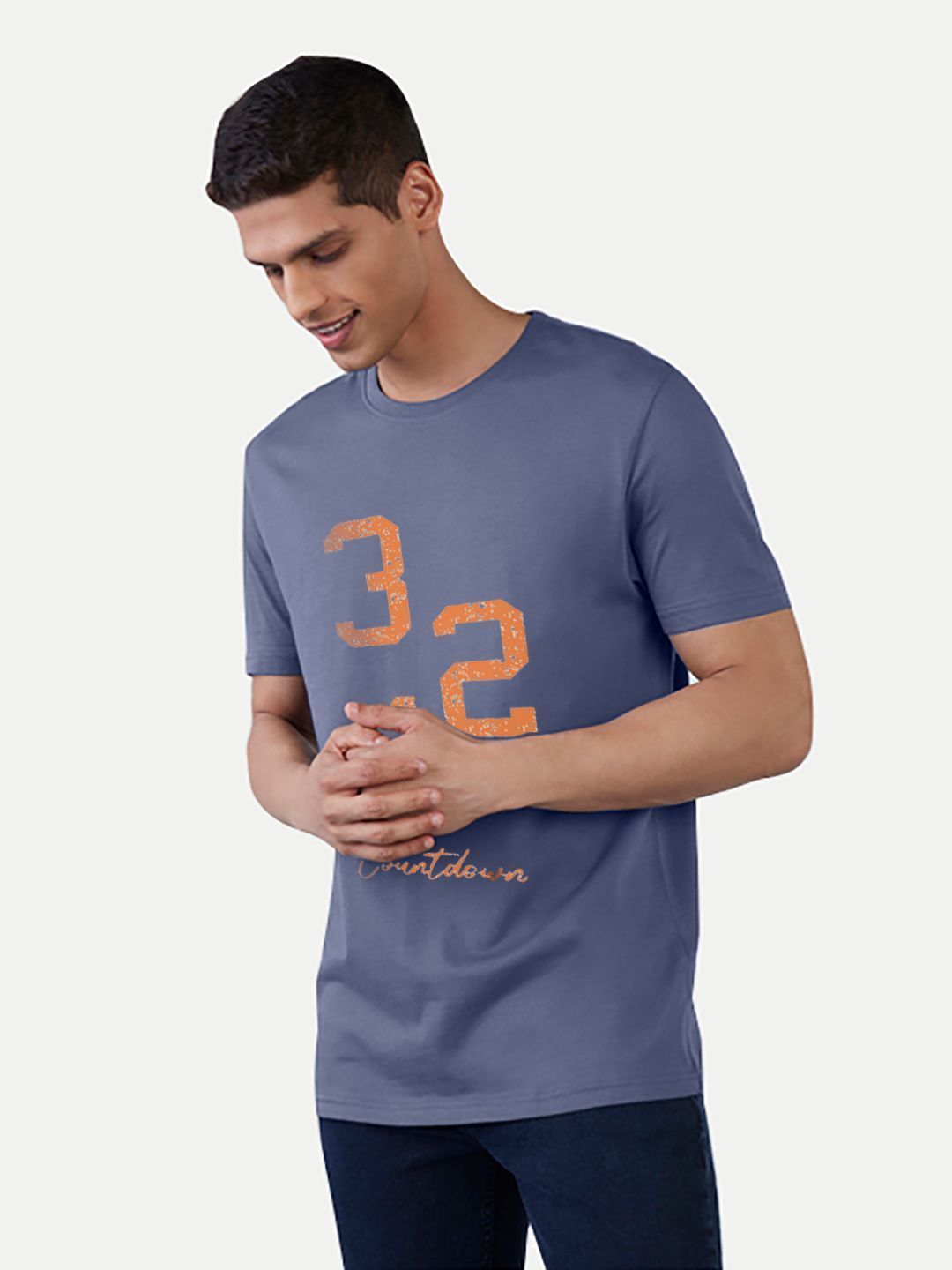 Men Blue Count Down Print T-shirt