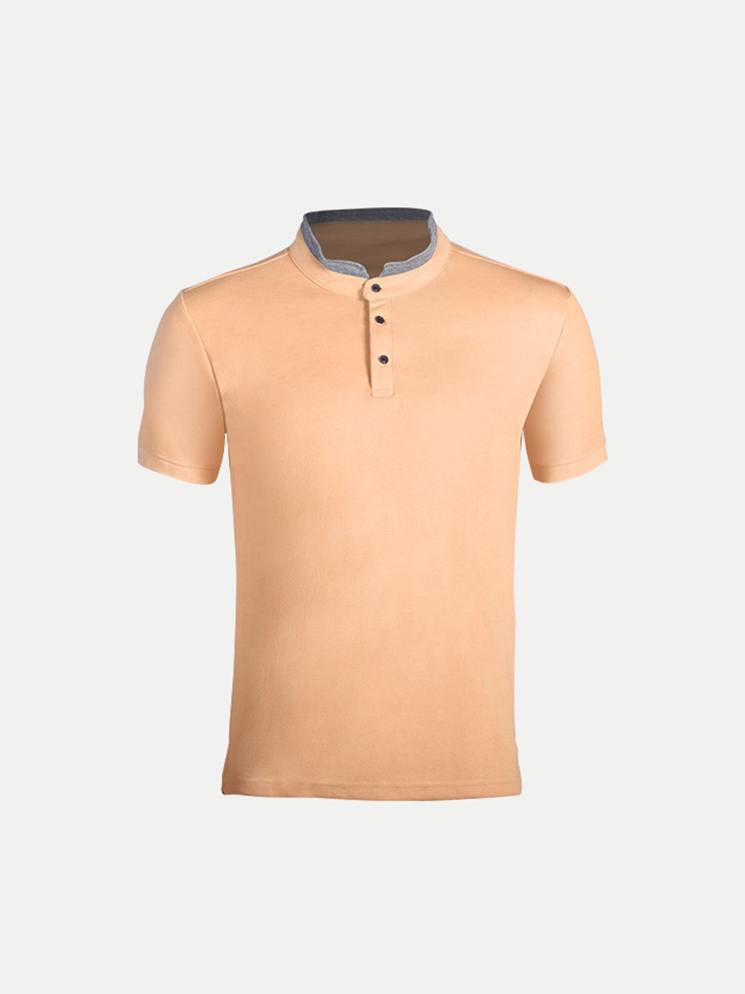 Men Beige Cotton Polo collared T-shirt