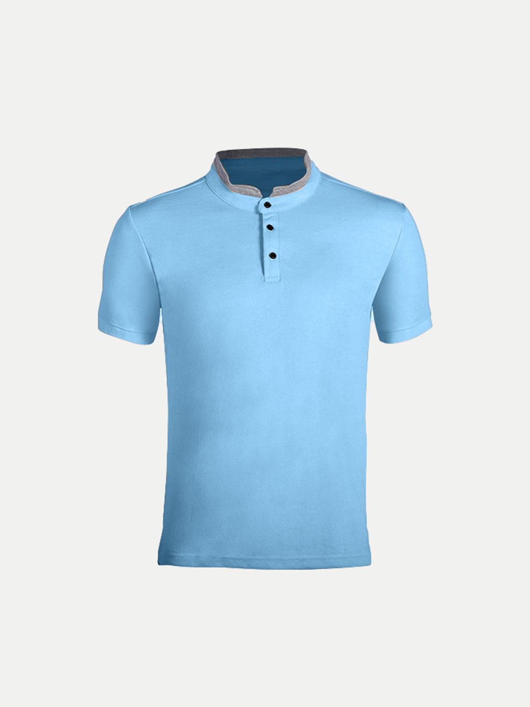 Men light blue Cotton Polo collared T-shirt