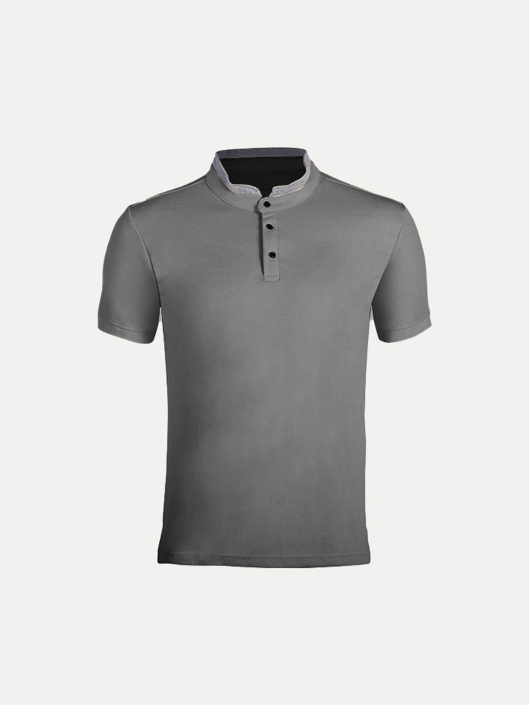 Men Black Cotton Polo collared T-shirt